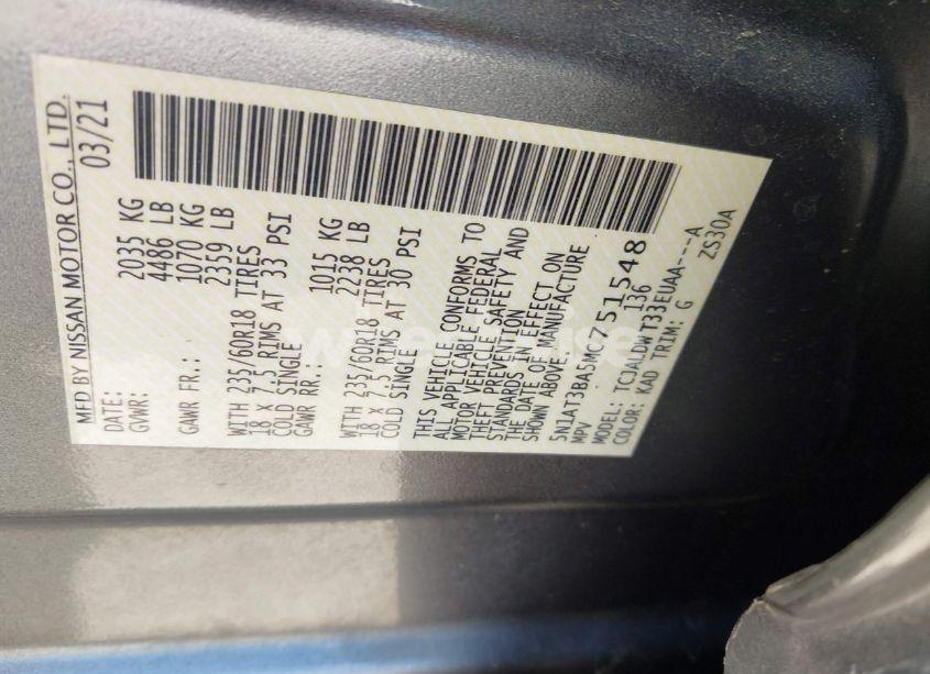 Photo 9 of 2021 Nissan Rogue SV FWD (VIN 5N1AT3BA5MC751548)