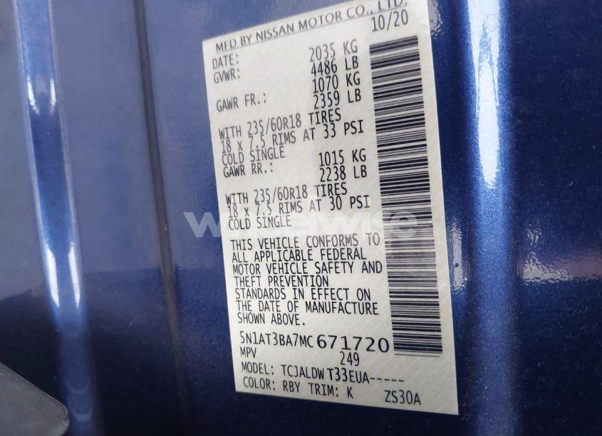 Photo 9 of 2021 Nissan Rogue SV FWD (VIN 5N1AT3BA7MC671720)