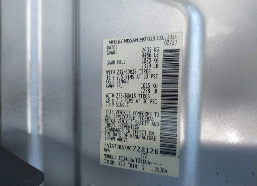Photo 9 of 2021 Nissan Rogue SV FWD (VIN 5N1AT3BA7MC728126)