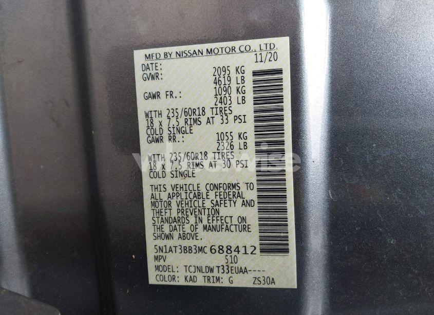 Photo 9 of 2021 Nissan Rogue SV INTELLIGENT AWD (VIN 5N1AT3BB3MC688412)