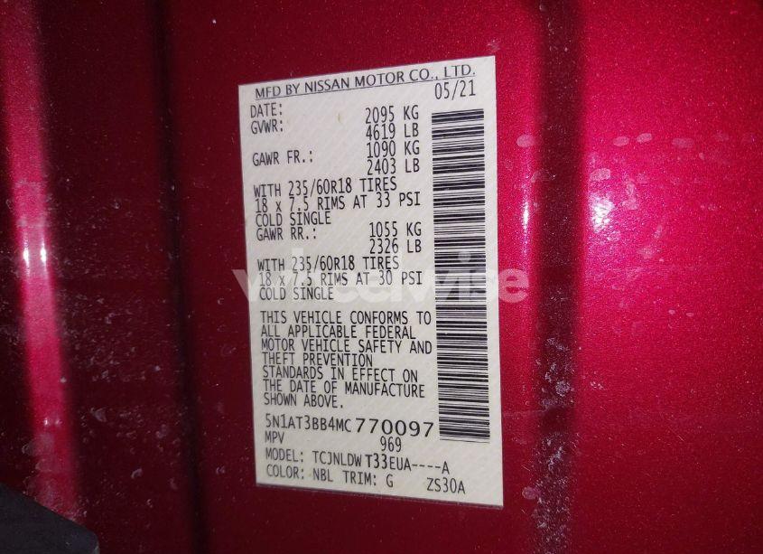 Photo 9 of 2021 Nissan Rogue SV INTELLIGENT AWD (VIN 5N1AT3BB4MC770097)
