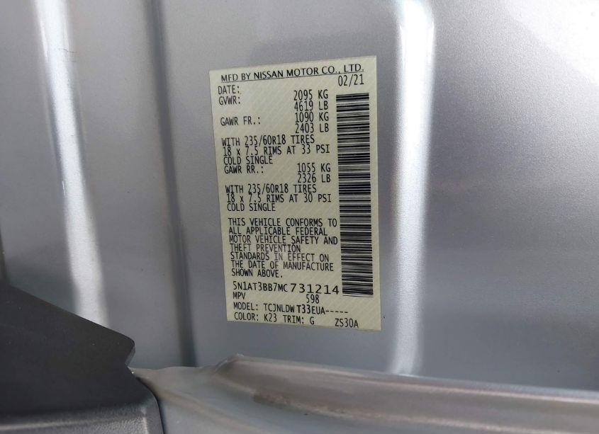 Photo 9 of 2021 Nissan Rogue SV INTELLIGENT AWD (VIN 5N1AT3BB7MC731214)
