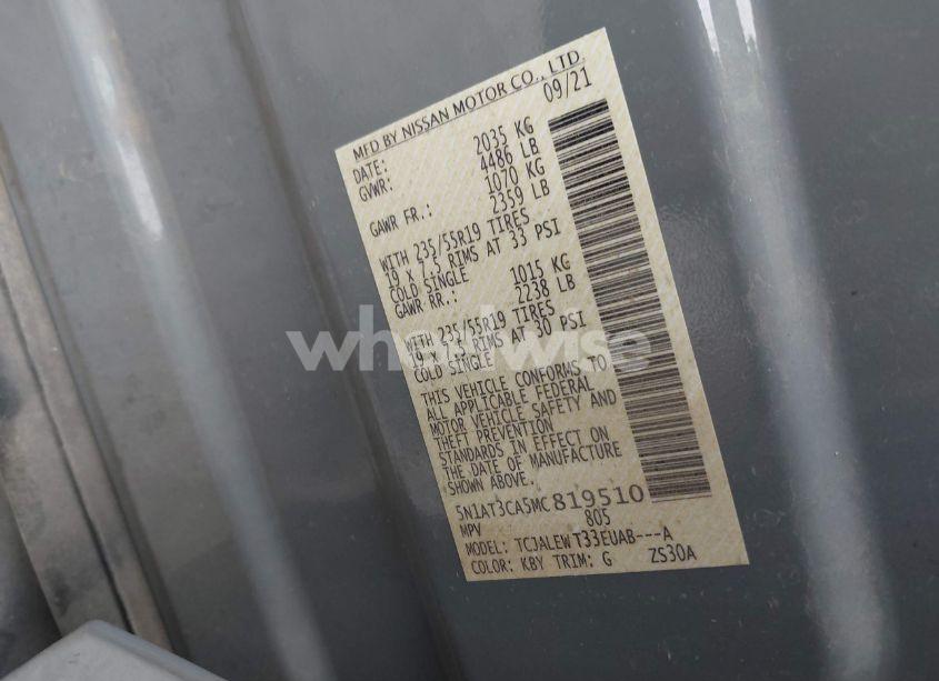 Photo 9 of 2021 Nissan Rogue SL FWD (VIN 5N1AT3CA5MC819510)
