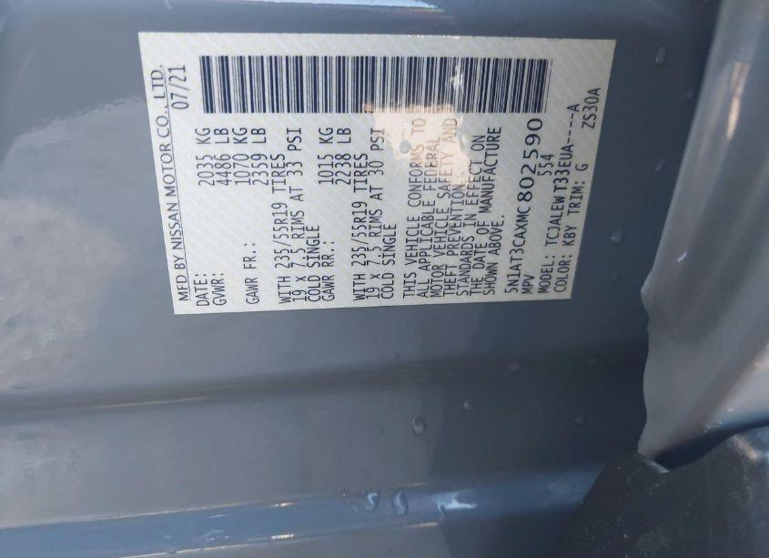 Photo 9 of 2021 Nissan Rogue SL FWD (VIN 5N1AT3CAXMC802590)