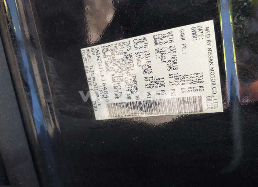 Photo 9 of 2020 Nissan Murano S FWD (VIN 5N1AZ2AJ3LN164844)