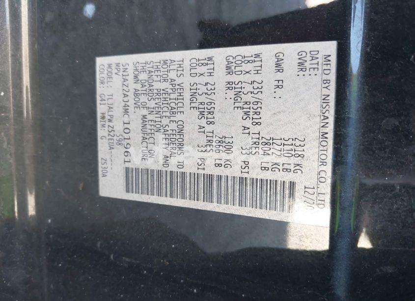 Photo 9 of 2021 Nissan Murano S FWD (VIN 5N1AZ2AJ4MC101961)