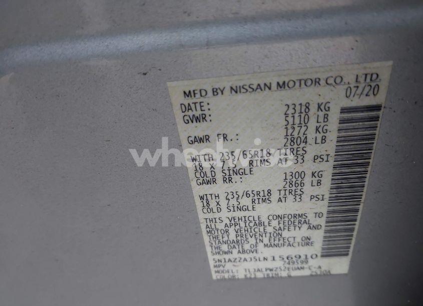 Photo 9 of 2020 Nissan Murano S FWD (VIN 5N1AZ2AJ5LN156910)