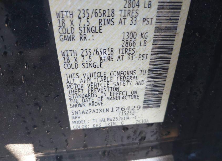 Photo 9 of 2020 Nissan Murano S FWD (VIN 5N1AZ2AJXLN126429)