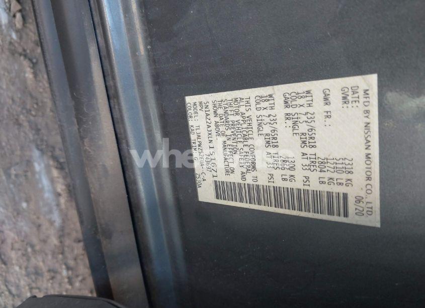 Photo 9 of 2020 Nissan Murano S FWD (VIN 5N1AZ2AJXLN151671)