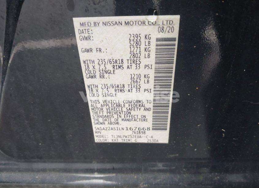 Photo 9 of 2020 Nissan Murano S INTELLIGENT AWD (VIN 5N1AZ2AS1LN167668)