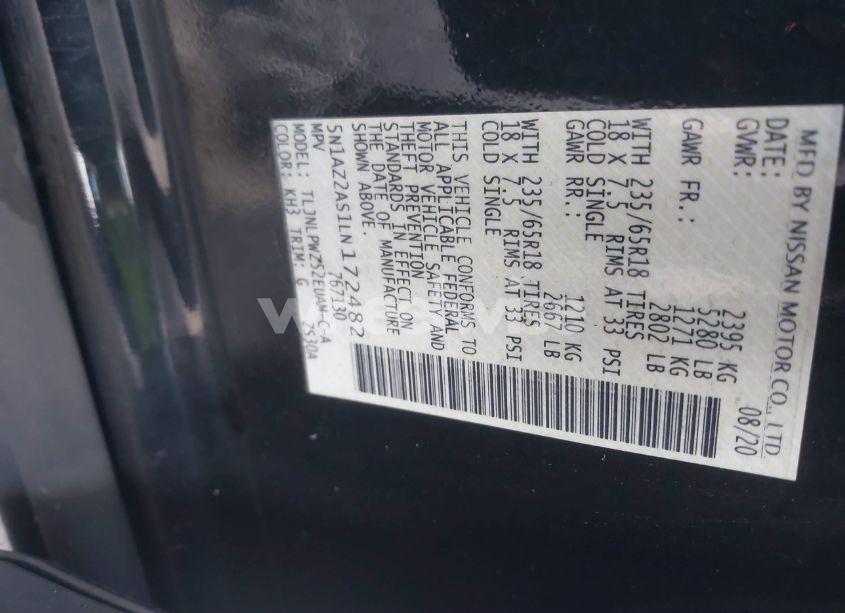 Photo 9 of 2020 Nissan Murano S INTELLIGENT AWD (VIN 5N1AZ2AS1LN172482)