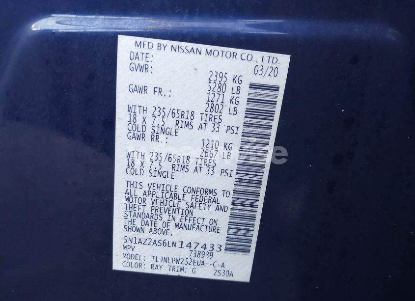 Photo 9 of 2020 Nissan Murano S INTELLIGENT AWD (VIN 5N1AZ2AS6LN147433)