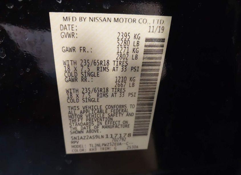 Photo 9 of 2020 Nissan Murano S INTELLIGENT AWD (VIN 5N1AZ2AS9LN117178)