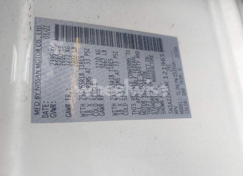 Photo 9 of 2022 Nissan Murano S INTELLIGENT AWD (VIN 5N1AZ2ASXNC121965)