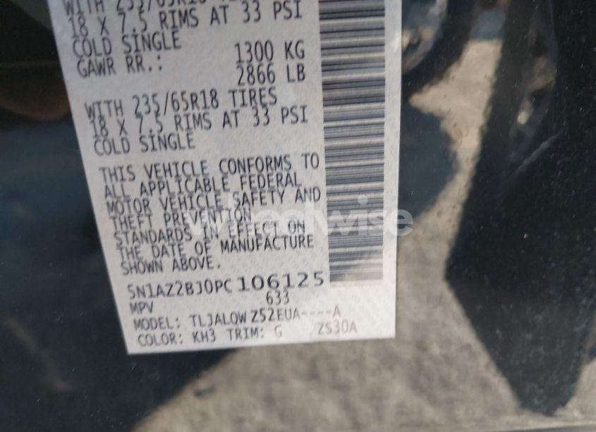 Photo 9 of 2023 Nissan Murano SV FWD (VIN 5N1AZ2BJ0PC106125)