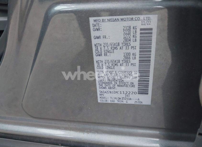 Photo 9 of 2023 Nissan Murano SV FWD (VIN 5N1AZ2BJ2PC112220)