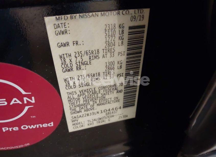 Photo 9 of 2020 Nissan Murano SV FWD (VIN 5N1AZ2BJ3LN104464)