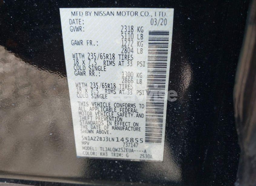 Photo 9 of 2020 Nissan Murano SV FWD (VIN 5N1AZ2BJ3LN145855)