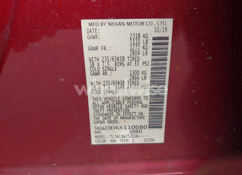 Photo 9 of 2020 Nissan Murano (VIN 5N1AZ2BJ4LN110080)