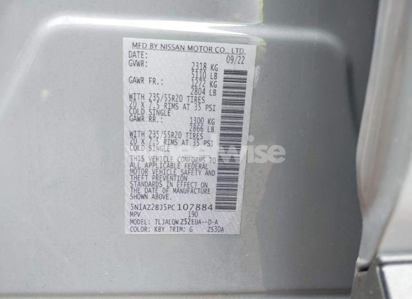 Photo 9 of 2023 Nissan Murano SV FWD (VIN 5N1AZ2BJ5PC107884)