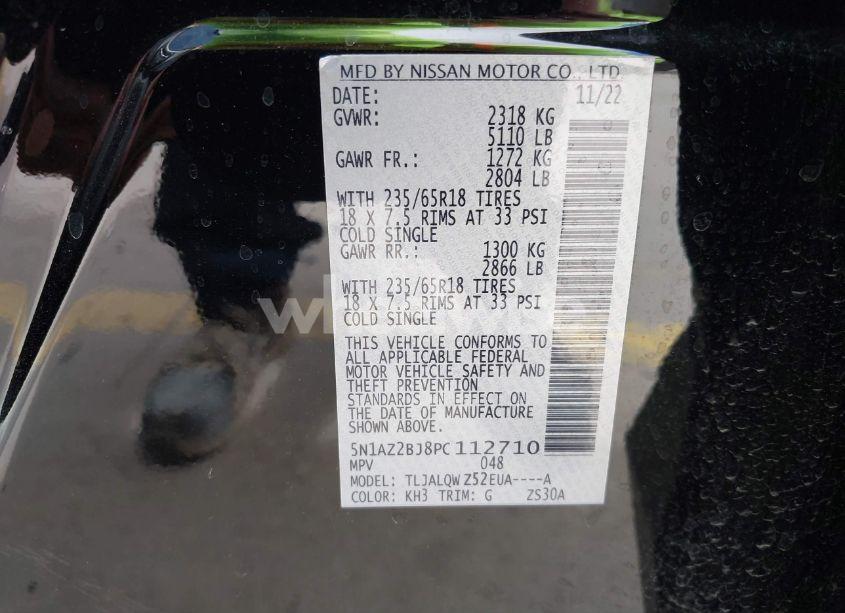 Photo 9 of 2023 Nissan Murano SV FWD (VIN 5N1AZ2BJ8PC112710)