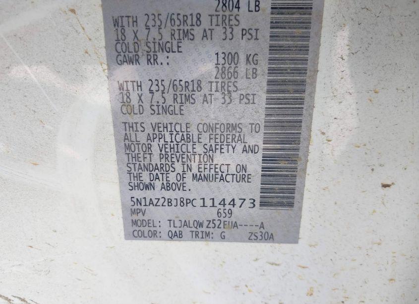 Photo 9 of 2023 Nissan Murano SV FWD (VIN 5N1AZ2BJ8PC114473)