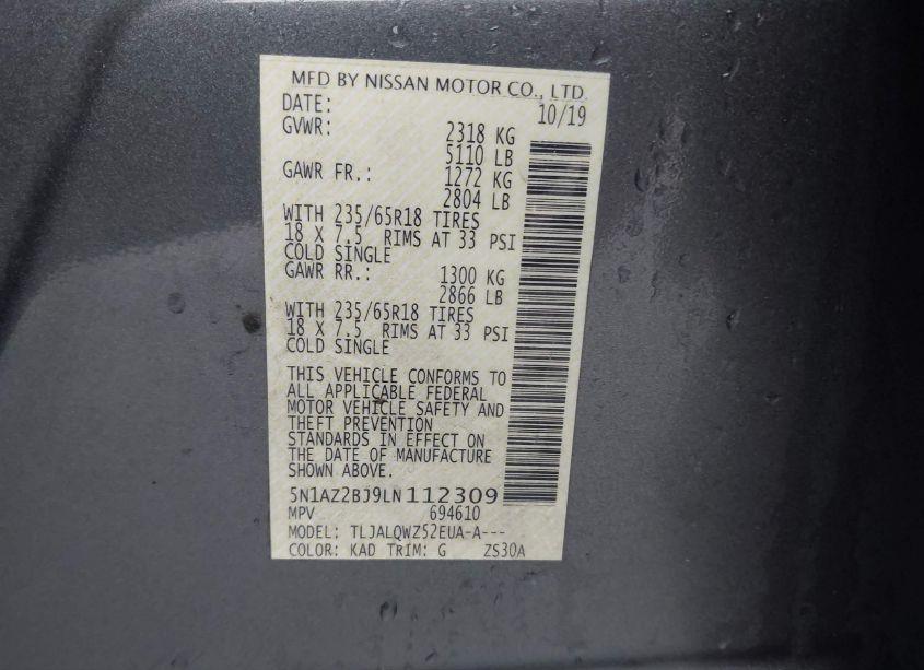 Photo 9 of 2020 Nissan Murano SV FWD (VIN 5N1AZ2BJ9LN112309)