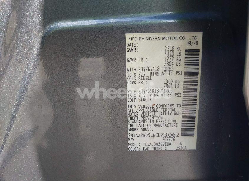 Photo 9 of 2020 Nissan Murano SV FWD (VIN 5N1AZ2BJ9LN173062)