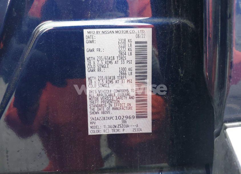 Photo 9 of 2023 Nissan Murano SV FWD (VIN 5N1AZ2BJXPC102969)