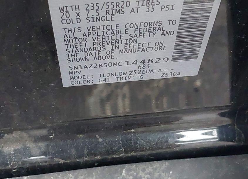 Photo 9 of 2021 Nissan Murano SV INTELLIGENT AWD (VIN 5N1AZ2BS0MC144829)