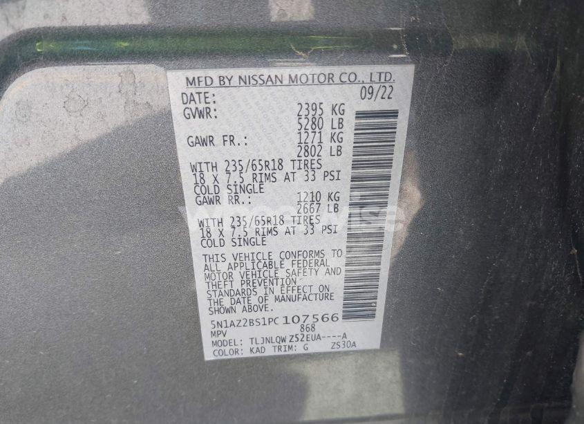 Photo 9 of 2023 Nissan Murano SV INTELLIGENT AWD (VIN 5N1AZ2BS1PC107566)