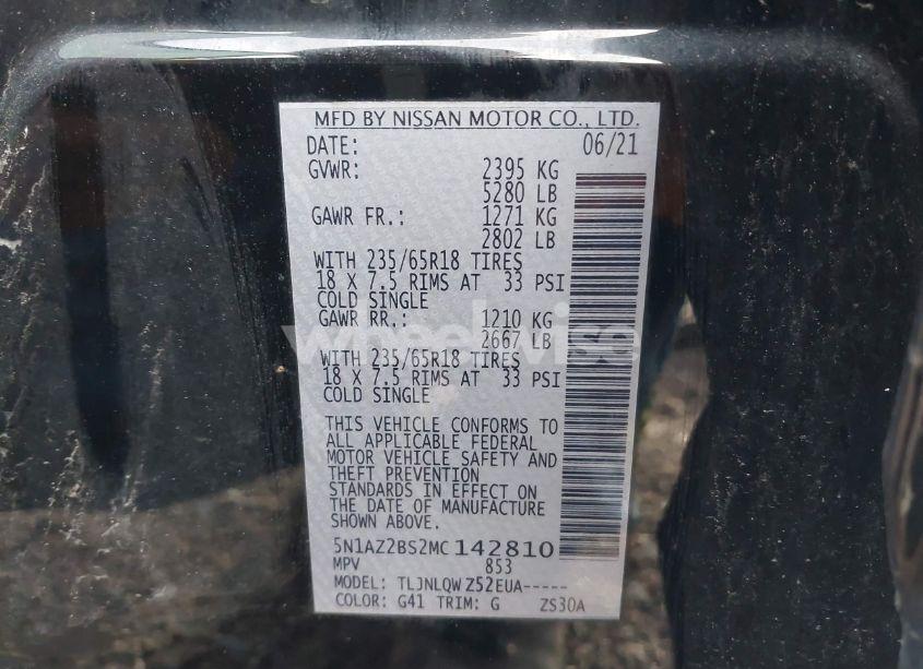 Photo 9 of 2021 Nissan Murano SV INTELLIGENT AWD (VIN 5N1AZ2BS2MC142810)