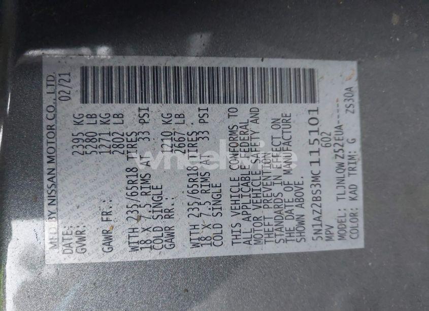 Photo 9 of 2021 Nissan Murano SV INTELLIGENT AWD (VIN 5N1AZ2BS3MC115101)