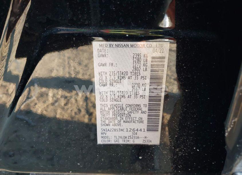 Photo 9 of 2022 Nissan Murano SV INTELLIGENT AWD (VIN 5N1AZ2BS3NC126441)