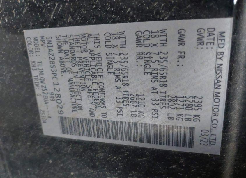 Photo 9 of 2023 Nissan Murano SV INTELLIGENT AWD (VIN 5N1AZ2BS3PC128029)