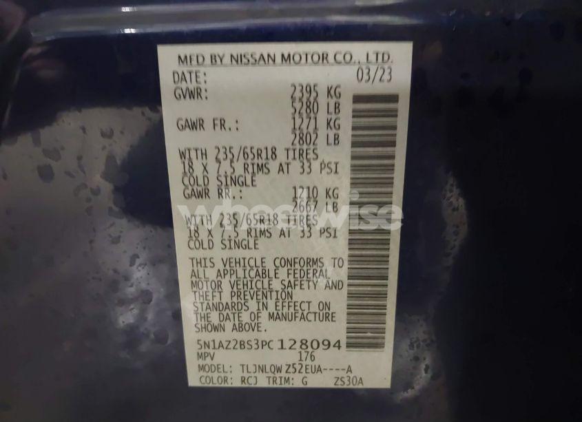 Photo 9 of 2023 Nissan Murano SV INTELLIGENT AWD (VIN 5N1AZ2BS3PC128094)