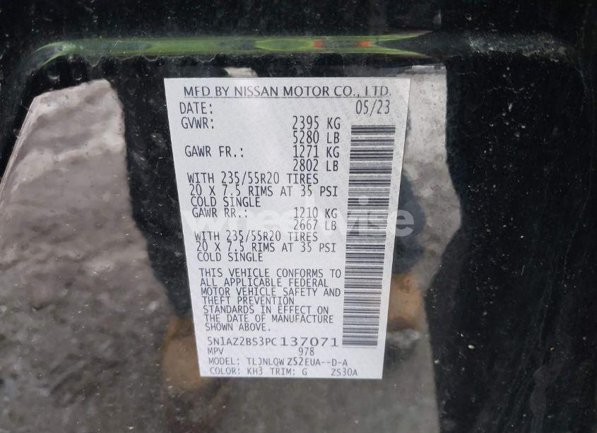 Photo 9 of 2023 Nissan Murano SV INTELLIGENT AWD (VIN 5N1AZ2BS3PC137071)