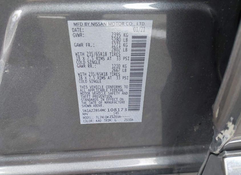 Photo 9 of 2021 Nissan Murano SV INTELLIGENT AWD (VIN 5N1AZ2BS4MC108173)