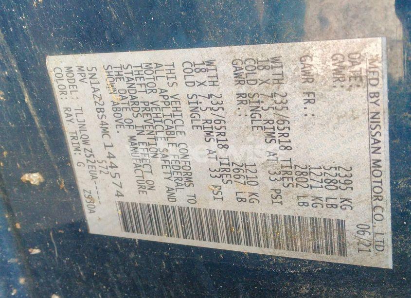 Photo 9 of 2021 Nissan Murano SV INTELLIGENT AWD (VIN 5N1AZ2BS4MC144574)