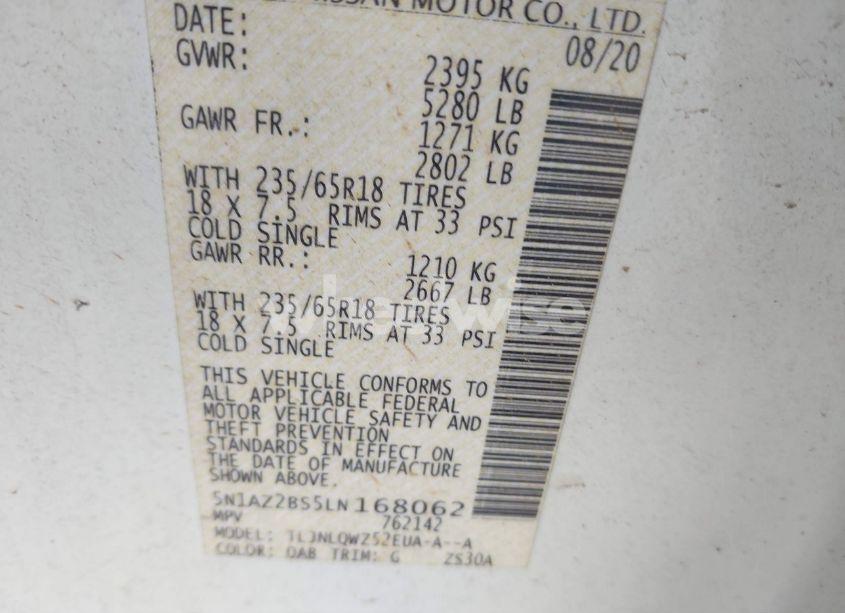 Photo 9 of 2020 Nissan Murano SV INTELLIGENT AWD (VIN 5N1AZ2BS5LN168062)