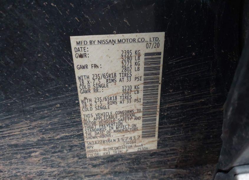 Photo 9 of 2020 Nissan Murano SV INTELLIGENT AWD (VIN 5N1AZ2BS6LN157412)