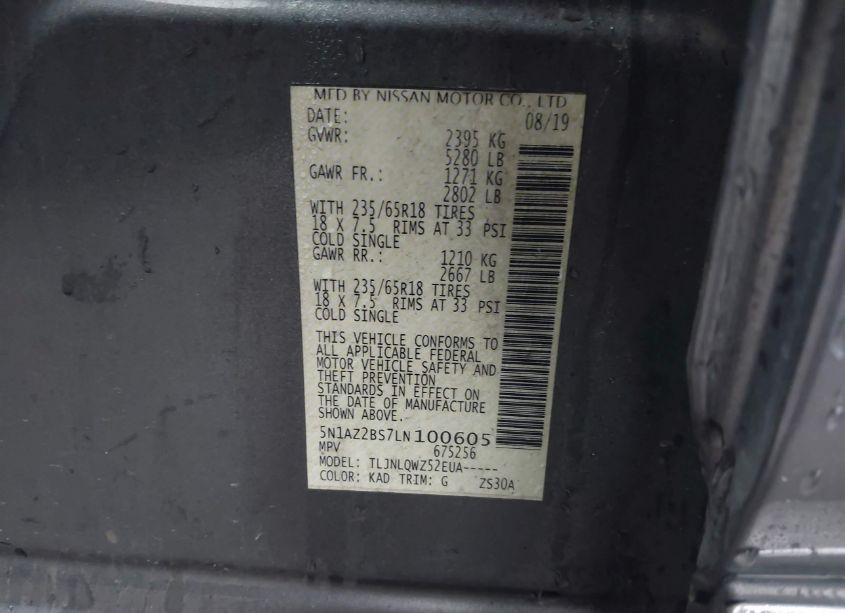 Photo 9 of 2020 Nissan Murano SV INTELLIGENT AWD (VIN 5N1AZ2BS7LN100605)