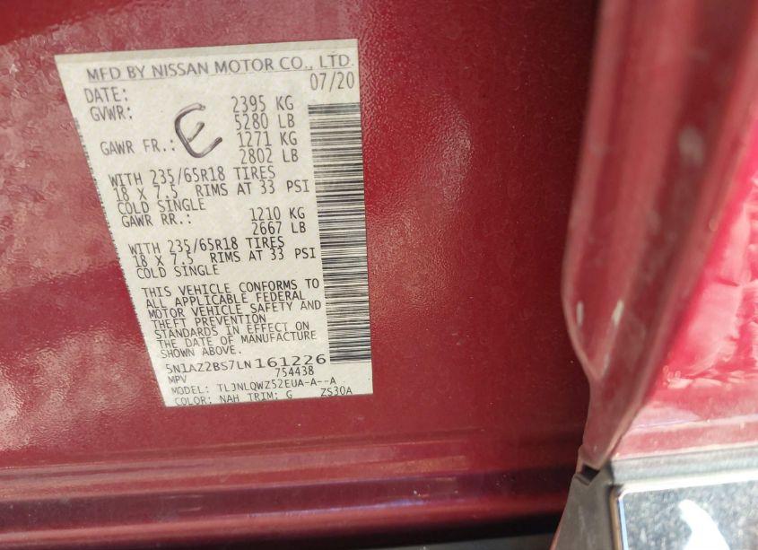 Photo 9 of 2020 Nissan Murano SV INTELLIGENT AWD (VIN 5N1AZ2BS7LN161226)