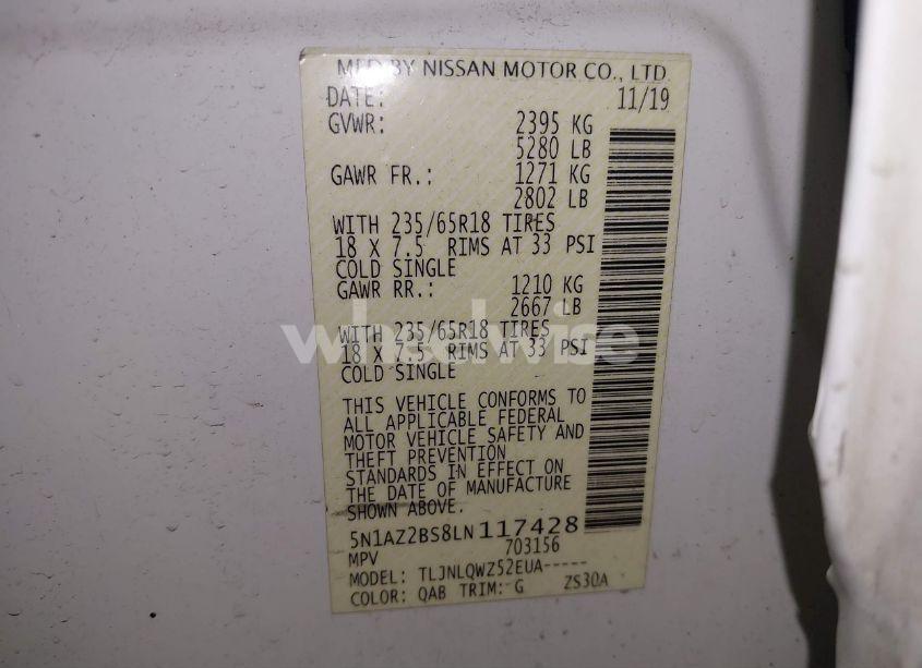 Photo 9 of 2020 Nissan Murano SV INTELLIGENT AWD (VIN 5N1AZ2BS8LN117428)