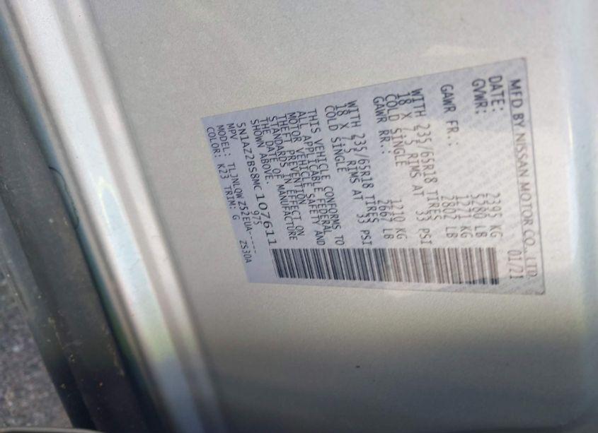 Photo 9 of 2021 Nissan Murano SV INTELLIGENT AWD (VIN 5N1AZ2BS8MC107611)