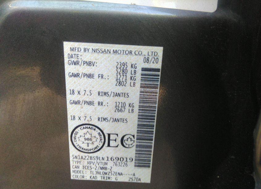Photo 9 of 2020 Nissan Murano SV INTELLIGENT AWD (VIN 5N1AZ2BS9LN169019)