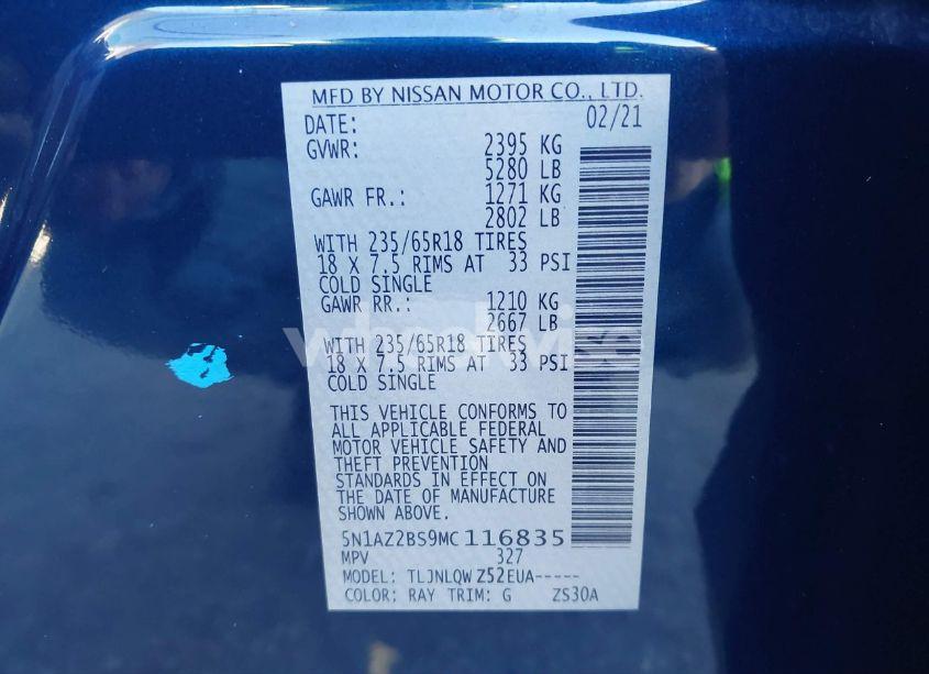 Photo 9 of 2021 Nissan Murano SV INTELLIGENT AWD (VIN 5N1AZ2BS9MC116835)