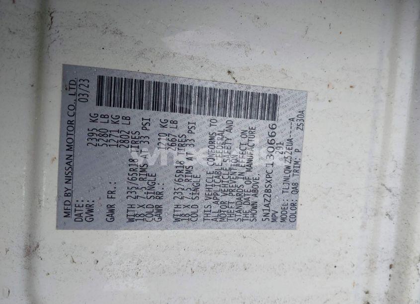 Photo 9 of 2023 Nissan Murano SV INTELLIGENT AWD (VIN 5N1AZ2BSXPC130666)