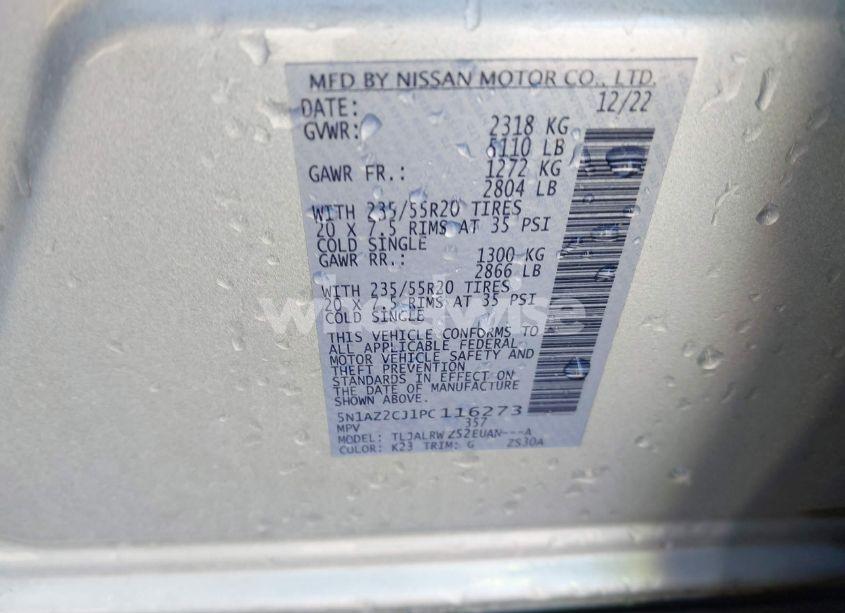 Photo 9 of 2023 Nissan Murano SL FWD (VIN 5N1AZ2CJ1PC116273)