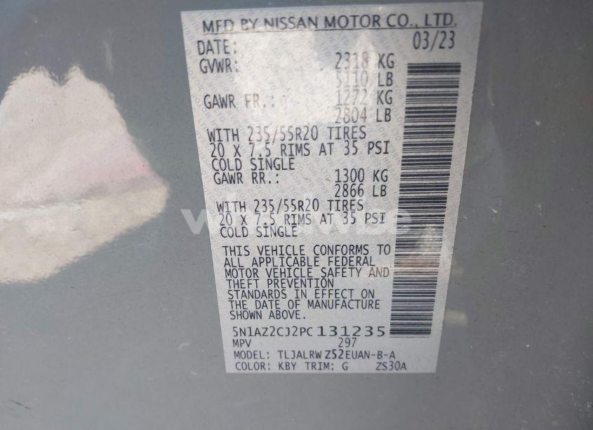 Photo 9 of 2023 Nissan Murano SL FWD (VIN 5N1AZ2CJ2PC131235)